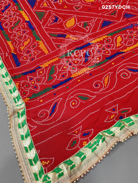 KcPc New Pure Georgette Bandhani Rajasthani chunri Gotapatti Border Dupatta