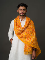 KcPc Chinon Bandhani Print Gent's yellow DupattaRAY