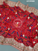 KcPc New Marwadi Pure Georgette bandhani Heavy Gotapatti work border Dupatta