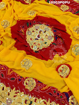 KcPc Original Marwadi Bhaat ki chunri Piliya Odhna Pomcha (Pure Georgette Fabric)