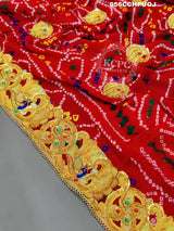 KcPc Heavy Belbutti pure Georgettte Odhna Swastik Belbuti Chunri (Pure Ojariya Fabric)