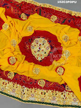 KcPc Original Marwadi Bhaat ki chunri Piliya Odhna Pomcha (Pure Georgette Fabric)
