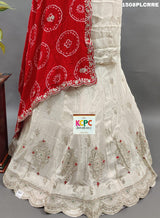 KcPc New Pure upada silk with Bandhani Dupatta And Cutdana Gotapatti Work Lehenga MAD