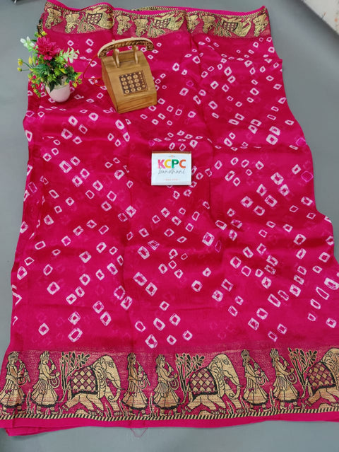 KcPc New Handmade Bandhej Bandhani Viscos Silk Saree