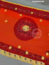 KcPc New Beautifull Heavy Belbutti Marriage Chunri Dedh PatPila (Pure Georgette Fabric)
