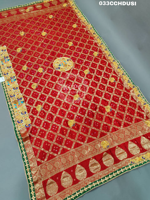 KcPc New Banarasi Gharchola bhandhani Heavy Belbuti Odhna Chunri (Dupatta)