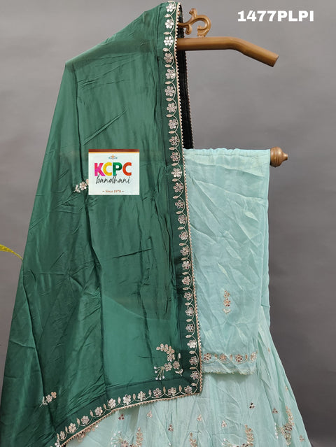 KcPc Beautiful Upada Silk with white Cutdana Beads Mirror Work Lehenga MAD