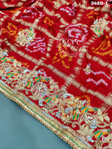 KcPc Pure Gaji Silk Bandhani Ghatchola in Kolkata Zardozi work Chunri Dupatta