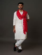KcPc Original Handmade Chiffon Leheriya Gent's Dupatta Red