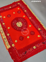 KcPc Traditional Jaipuri Chunri Pila Rajasthani Marriage Chundi DupattaPiliya (Pure Ojariya Fabric)