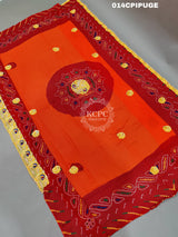 KcPc New Beautifull Heavy Belbutti Marriage Chunri Dedh PatPila (Pure Georgette Fabric)