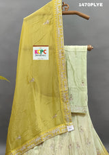 KcPc H O Silk Double Shade Heavy Cutdana Mirror Work Lehenga MAD