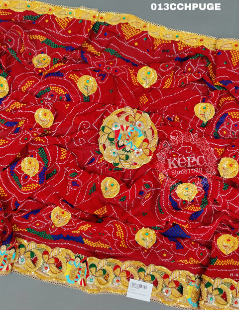 KcPc New Beautifull Heavy Belbuti jaipuri Odhna Chunri(Pure Georgette Fabric)