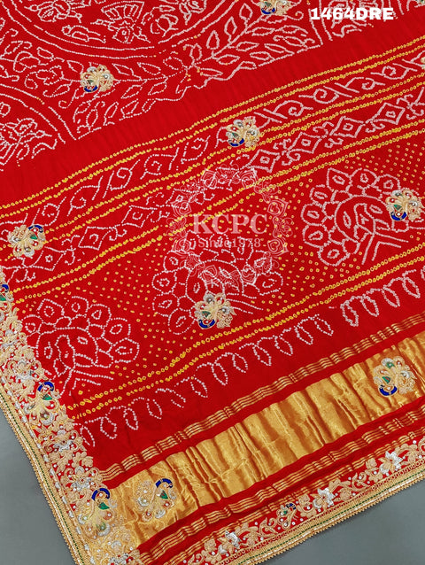 KcPc Special New Beautiful Heavy Zardoji Work Pure Gaji Silk Bandhani Dupatta