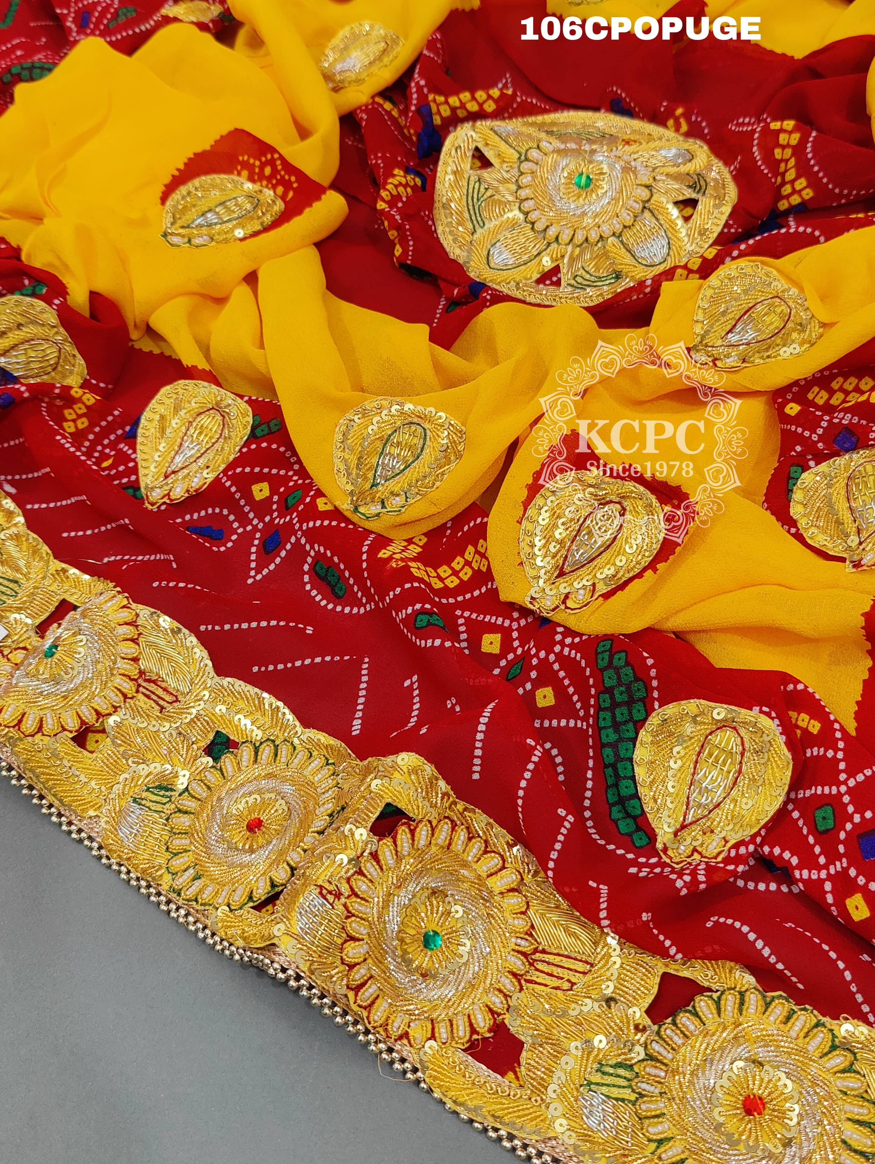 KcPc New Marwadi Pure Georgette Bandhani Bel buti Odhna