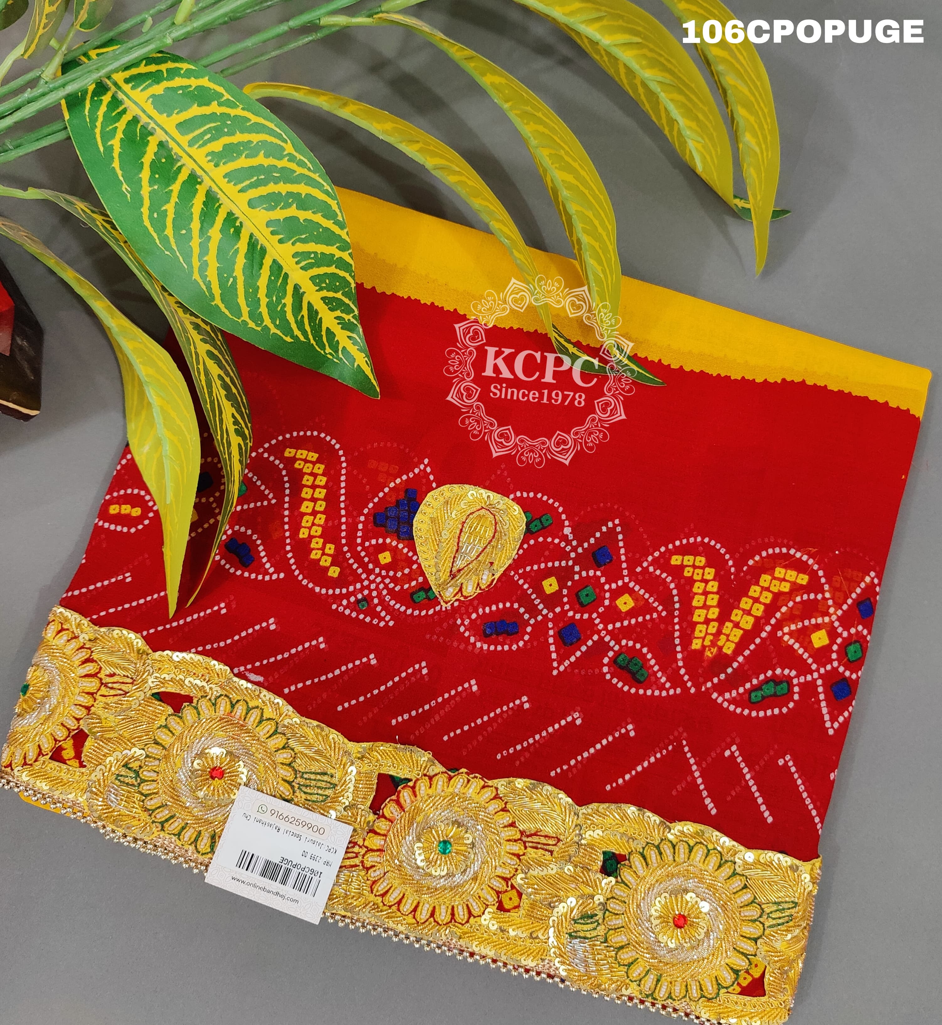 KcPc New Marwadi Pure Georgette Bandhani Bel buti Odhna