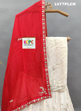 KcPc Beautiful Pure Upada Silk with white Cutdana Beads Mirror work LehengaMAD