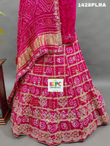 A pink pure Gaji silk lehenga with Gota Patti work