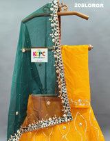 Pure Organza Bright Colour Beautiful Gotapatti Work With Baking Lappa Bitu Nr Orange Green Lehenga
