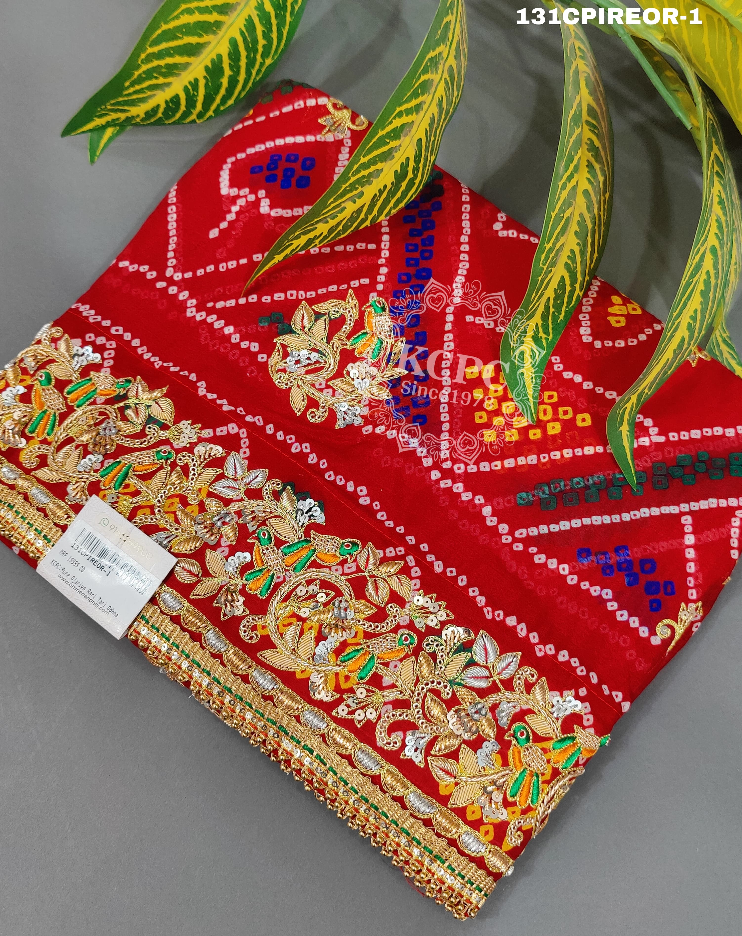 KcPc Pure Ojariya Aari Tari Odhna Chunri (Red)