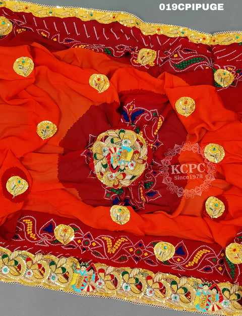 KcPc Rajasthani Heavy Belbutti Pila Pilia  Pila (Pure Georgette Fabric)