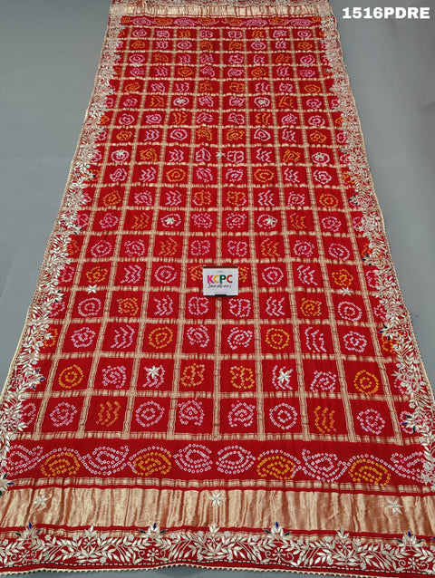 KcPc New Beautiful pure Gaji Silk Bandhani Gotapatti Work Dupatta RS