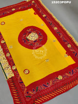 KcPc Original Marwadi Bhaat ki chunri Piliya Odhna Pomcha (Pure Georgette Fabric)