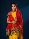 KcPc Rajasthani Marwadi Pure Georgette Chunri pila Broach Stole