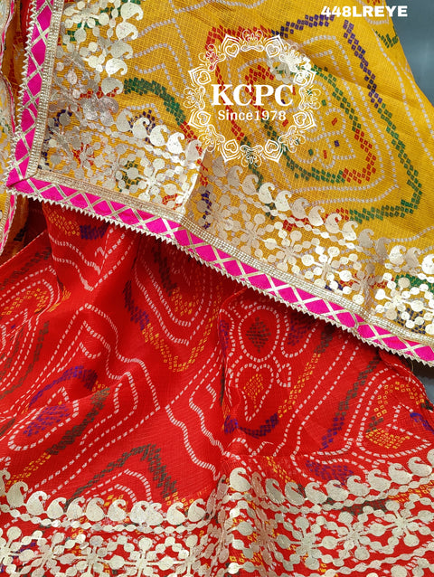 KcPc Pure Kota Doria Bandhej Lehenga Chunni KML