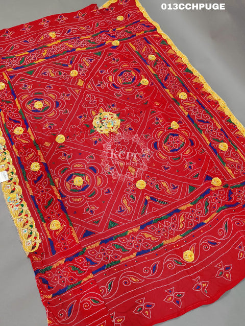 KcPc New Beautifull Heavy Belbuti jaipuri Odhna Chunri(Pure Georgette Fabric)