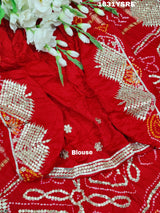  Gaji Silk Bandhani Gharchola Gotapatti Work Saree in red colour for weddings 