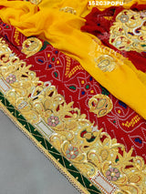 KcPc Original Marwadi Bhaat ki chunri Piliya Odhna Pomcha (Pure Georgette Fabric)