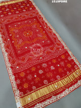 KcPc Beautiful Pure Gaji Silk Bandhani Gotapatti Work Dupatta