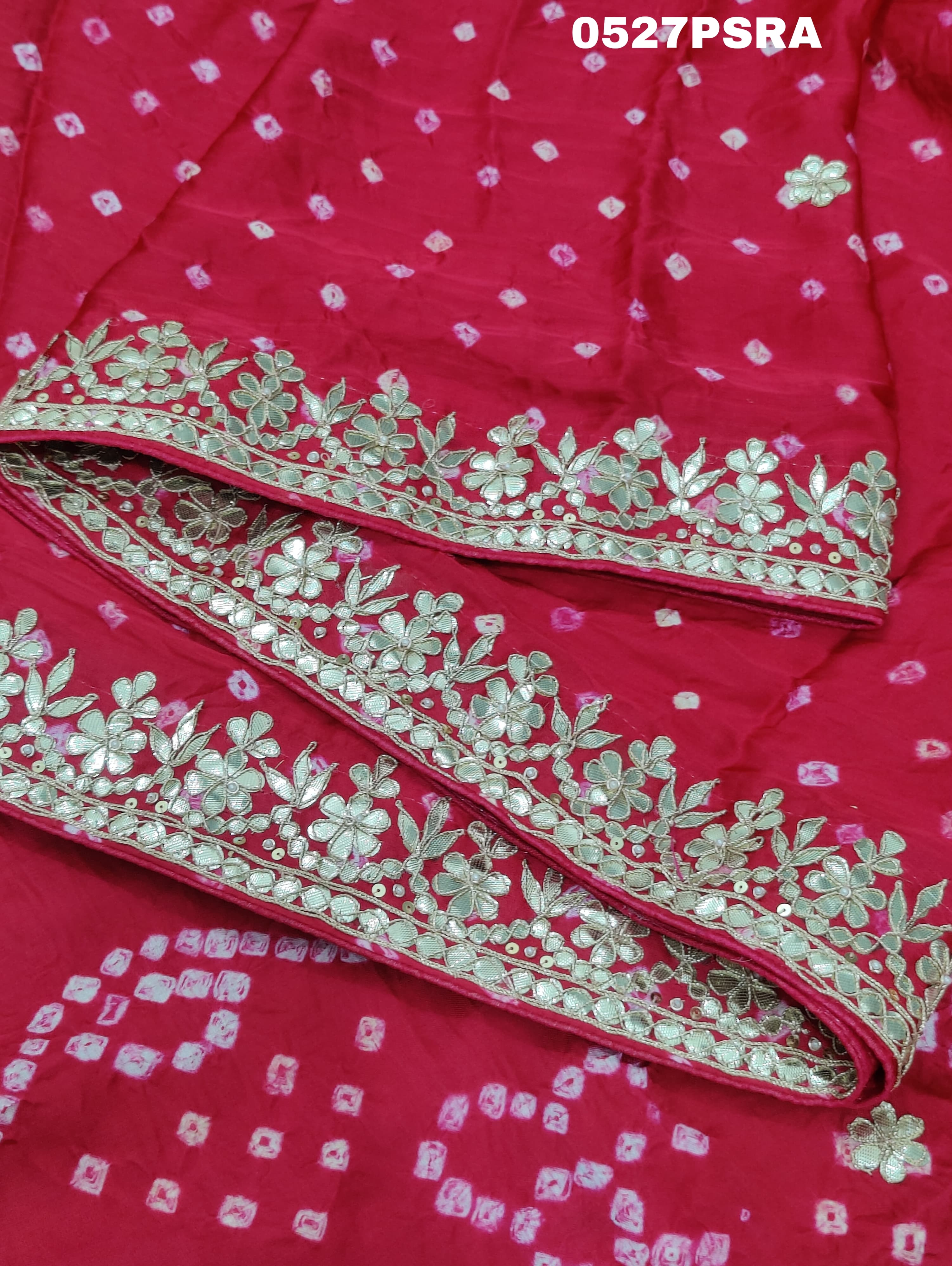 KcPc Pure Modal Silk Bandhani Ekdana Bandhej Heavy Gotapatti Work Saree AMT