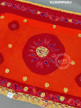 KcPc New Beautifull Heavy Belbuti jaipuri Odhna Pila(Pure Ojariya Fabric)