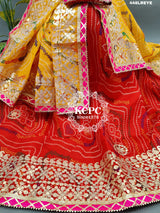 KcPc Pure Kota Doria Bandhej Lehenga Chunni KML