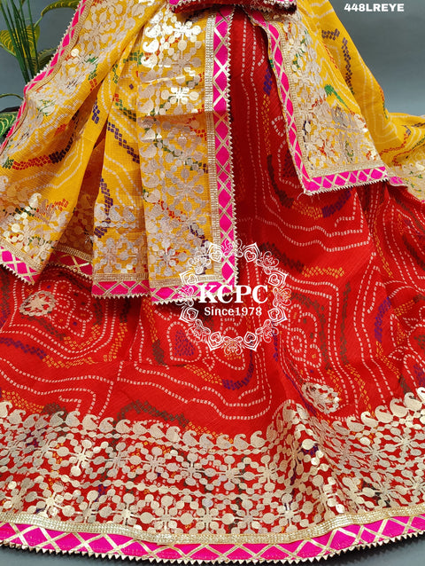 KcPc Pure Kota Doria Bandhej Lehenga Chunni KML