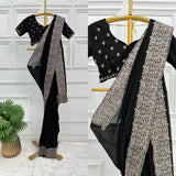  black Vichitra silk saree with embroidery under 2000
