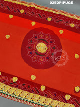 KcPc Marriage Purpose Chunri Pilia Dupatta 1.5 pat traditional kerry BelbutiPila (Pure Georgette Fabric)