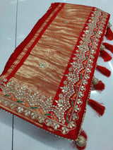 Pure Gaji Silk saree handmade gotapati work 