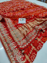 Pure Gaji Silk saree handmade gotapati work 