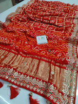 Pure Gaji Silk saree handmade gotapati work 